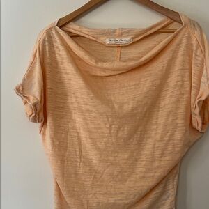 We The Free Light Peach Draped Neck Tee